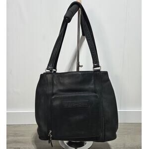 Fossil Black Pebbled Leather Vintage Handbag Shoulder Bag Purse Tote Bag